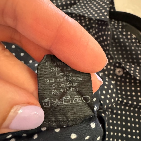 Jenni Kayne Navy White Polka Dot Lightweight Cotton Button Down Shirt - Picture 6 of 7